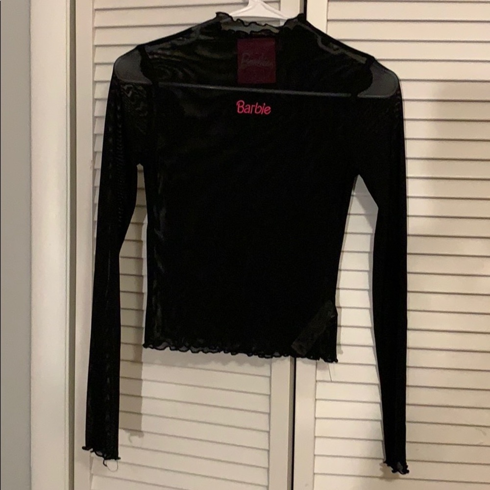 Forever 21xBarbie see through crop top Barbie logo